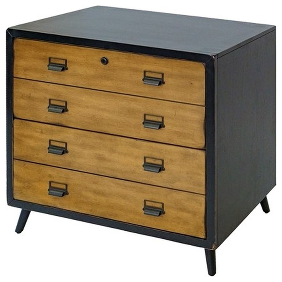 Pemberly Row 4 Drawers Lateral Black Wood Filing Preassembled