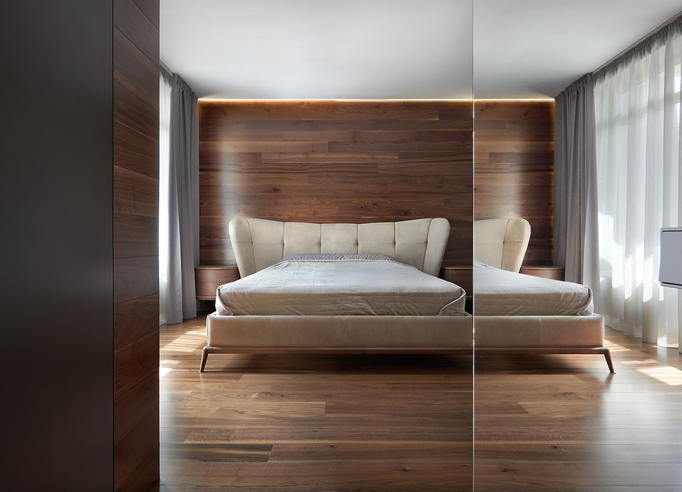 Immagine di una grande camera da letto design