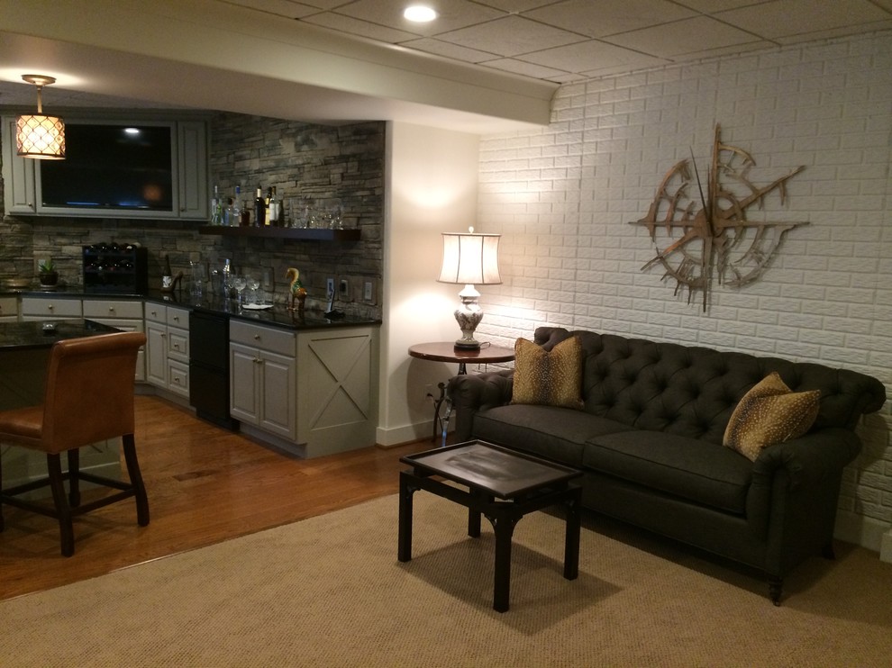 Photo of a large transitional living room in Indianapolis.