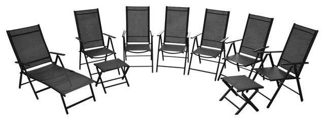 vidaXL 9-Piece Folding Garden Furniture Set, Aluminium, Black