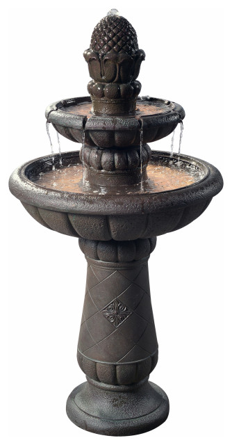 Outdoor 2-Tier Pedestal Waterfall Fountain