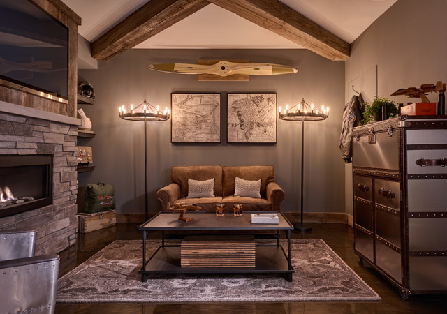 Restoration Hardware Branded Home industriell-vardagsrum