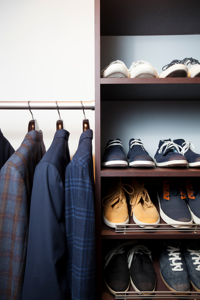 This is an example of a contemporary storage and wardrobe in San Diego.