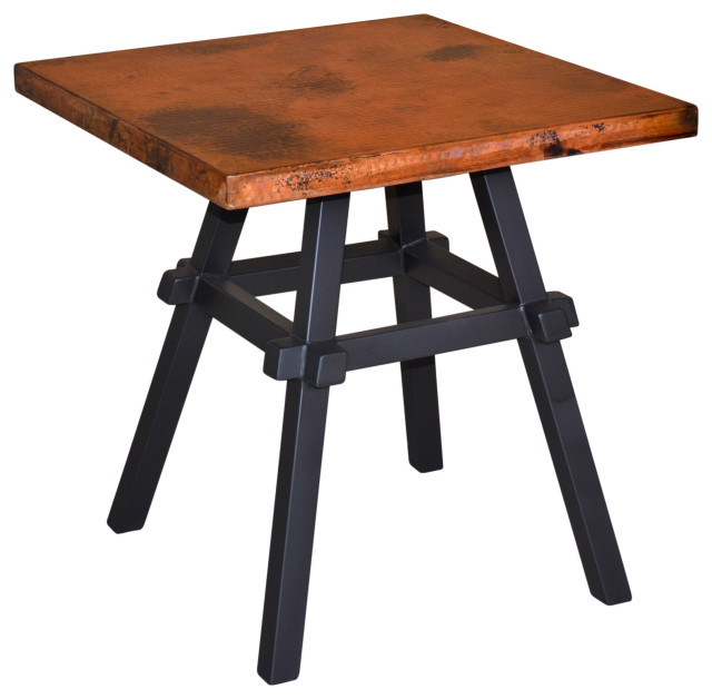 Tower End Table w/ 24"x24"x 1 1/2" Copper Top Industrial Side