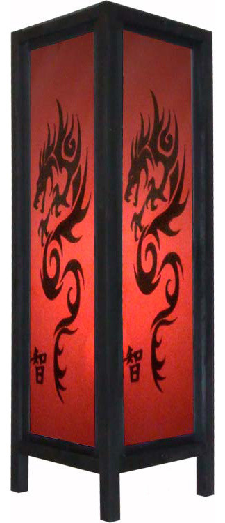 Large 20" Red Tattoo Dragon Lamp