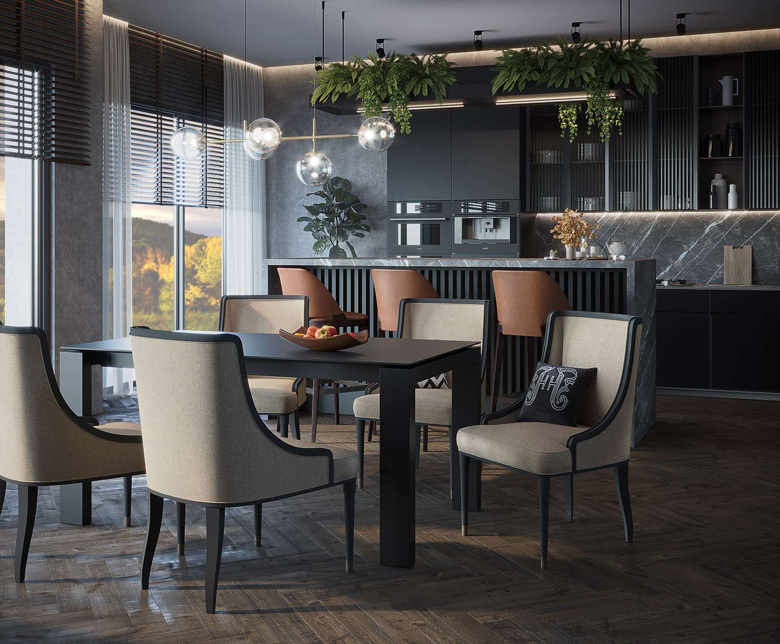 Зона кухни-столовой. Подмосковье. Частное домовладение.