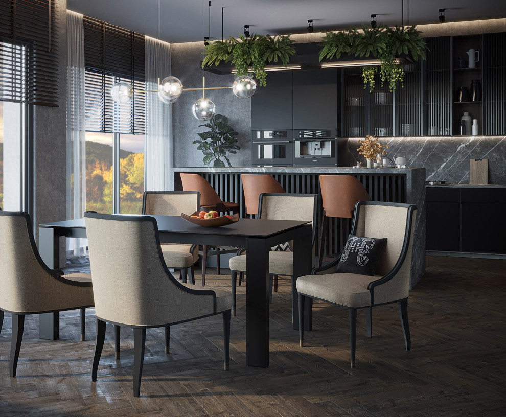 Зона кухни-столовой. Подмосковье. Частное домовладение.