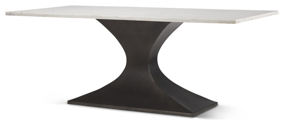 Maxton 79.0L x 39.0W x 30.0H Marble Top Dining Table
