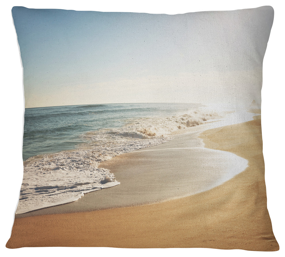 Wide Seashore with Crystal Waters Modern Beach Throw Pillow, 26"x26"