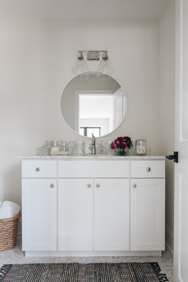 Example of a transitional home design design in Chicago