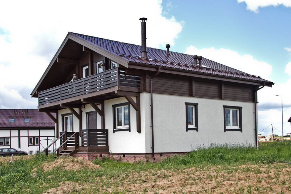 Дом по комбинированной технологии (камень + клееный брус) 225 метров (КД-225)