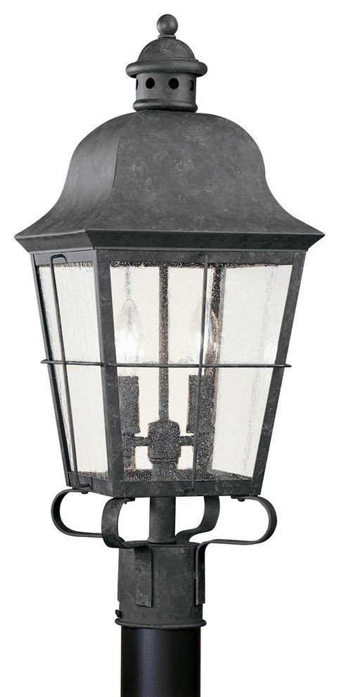 Oxidized Bronze Finish Sea Gull Lighting 8462-46 Chatham One-Light Outdoor Wall Lantern with Clear Seeded Glass Panels