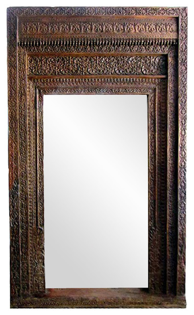 Consigned Vintage Old Door Mirror Frame Traditional Wall Mirrors By Design Mix Furniture Houzz - Old Vintage Wall Mirrors