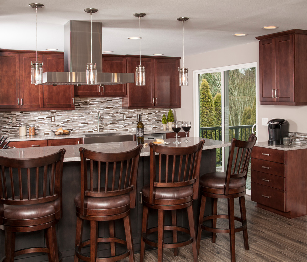 Example of a transitional kitchen design in Seattle