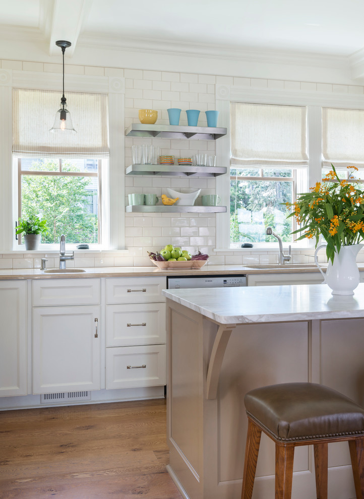 Example of a beach style kitchen design in Providence