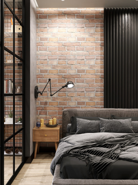 Compact Loft Style Apartment industrial-schlafzimmer