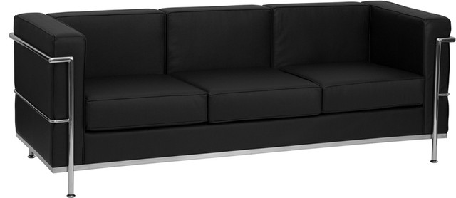 Hercules Regal Series Contemporary Black Leather Sofa With Encasing Hercules Regal Series Contemporary Black Leather Sofa With Encasing Frame