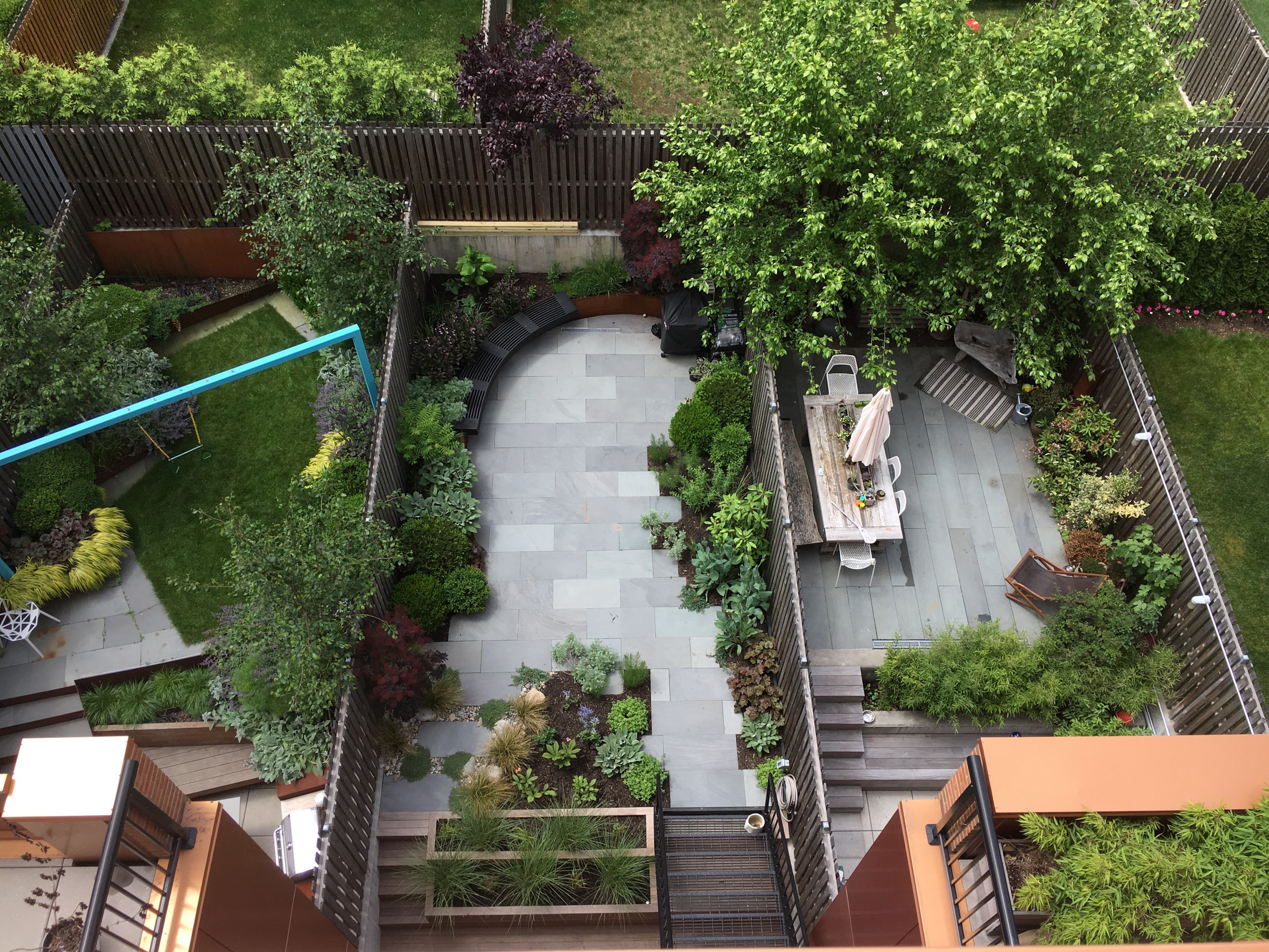 Modern Garden with Curved Corten Border