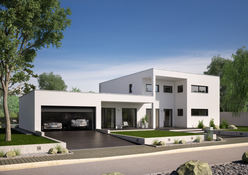 Zweistöckiges Modernes Haus mit Flachdach