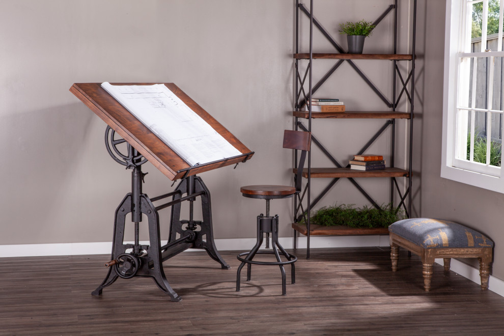 Inspiration for an industrial home office in New York with a freestanding desk.