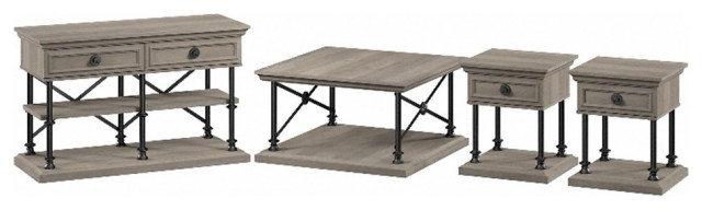 Coliseum Designer Living Room Table Set in Driftwood Gray - Engineered Wood
