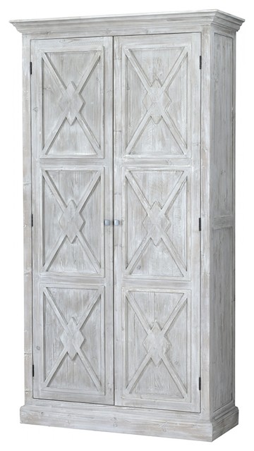 87 Tall Erminia Cabinet Solid Hardwood X Pattern Detail Double