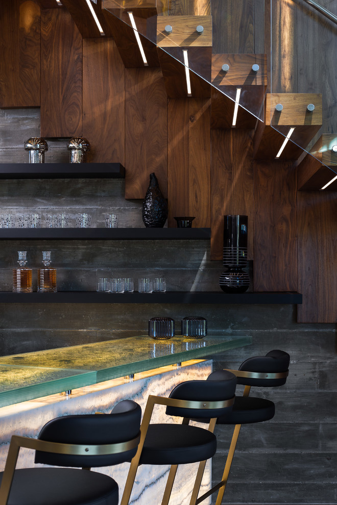 Design ideas for a contemporary home bar in Orange County.