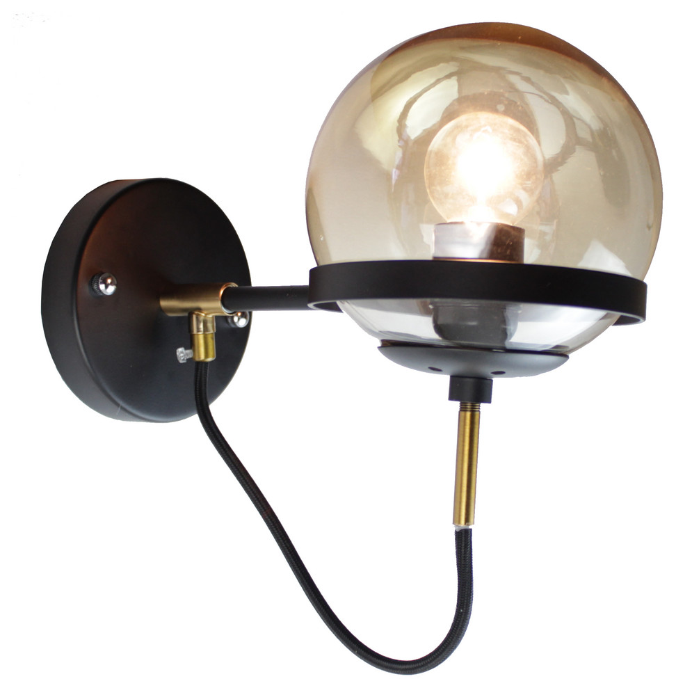 Industrial 1-Light Globe Black Sconce