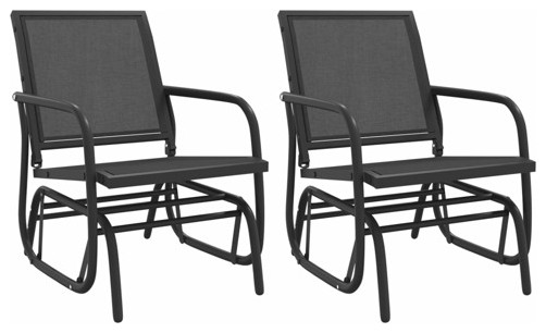 vidaXL Outdoor Glider Chairs 2 pcs Patio Rocker Chair Black Textilene&Steel