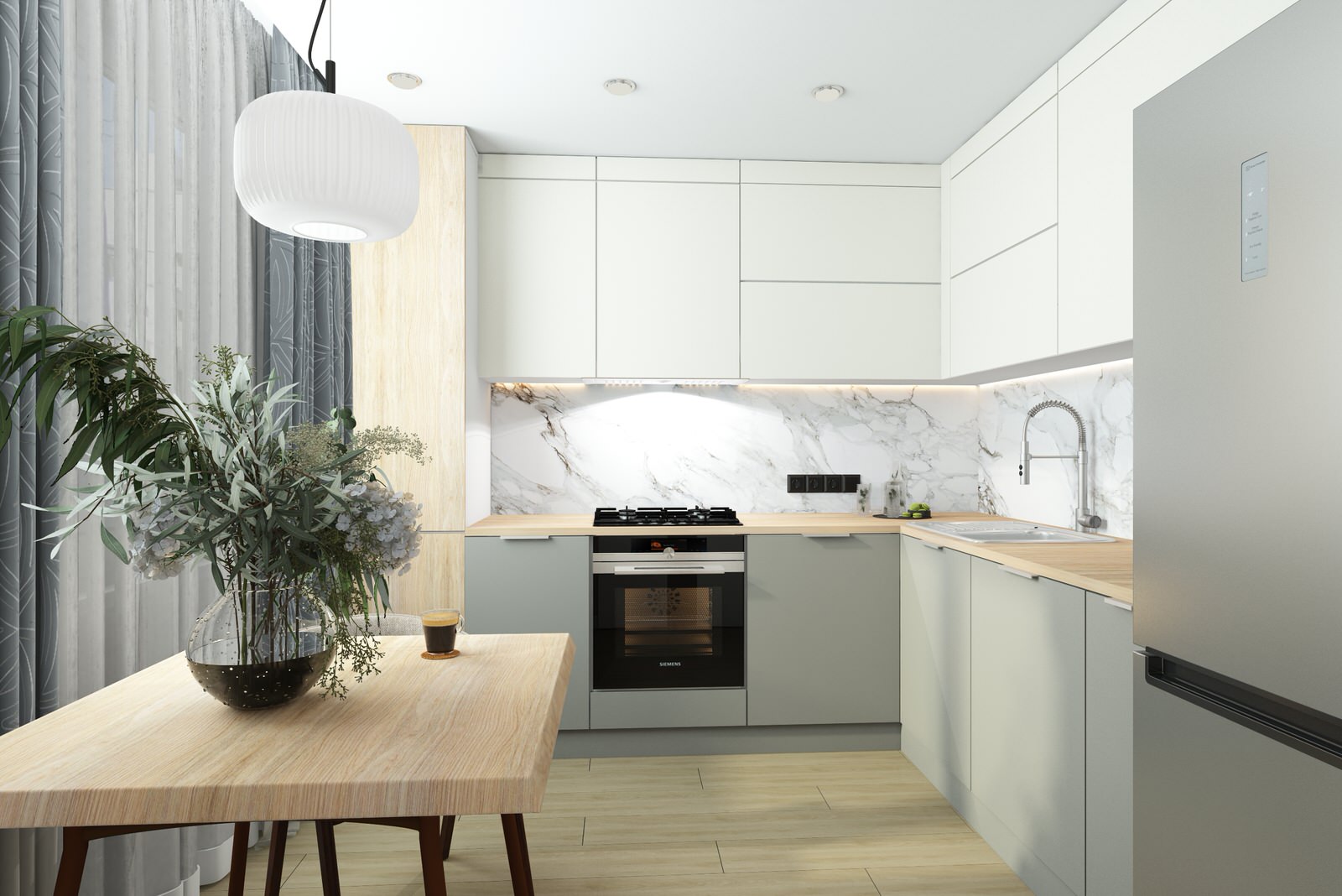 Кухня из проекта трехкомнатной квартиры для семейной пары