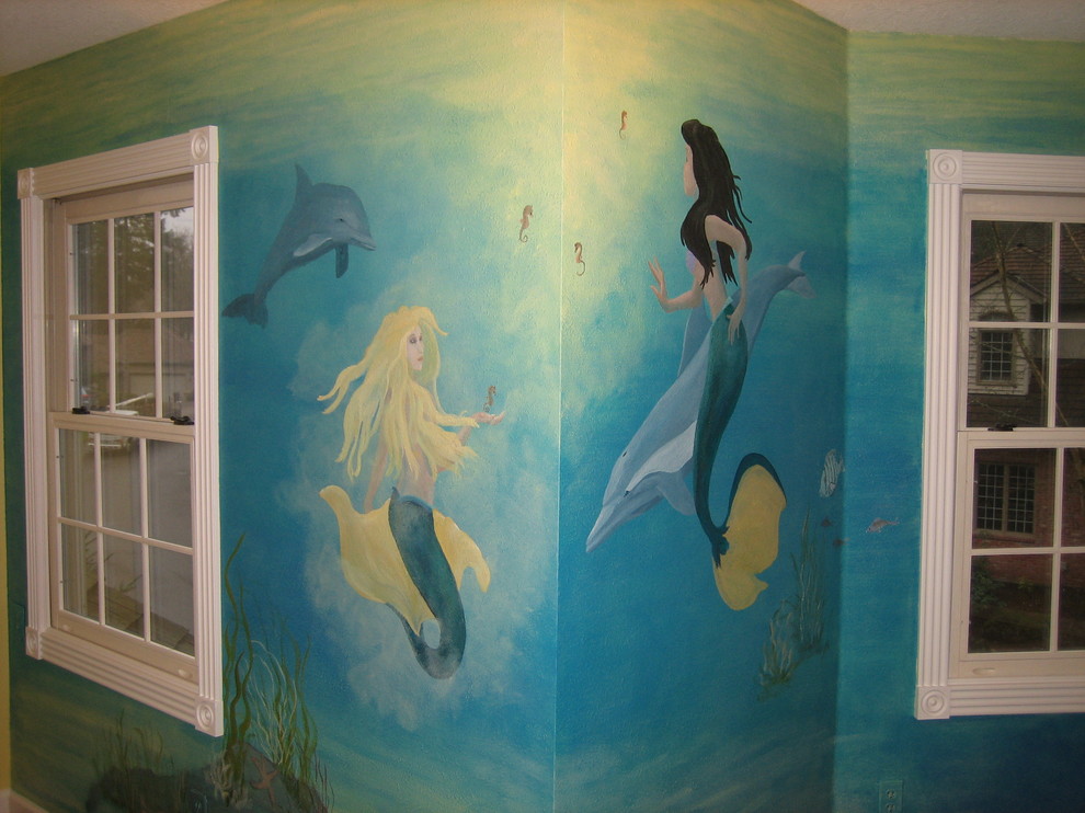 Photo of a tropical kids' room in Portland.
