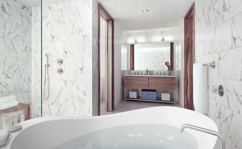Inspiration for a huge contemporary bathroom remodel in New York