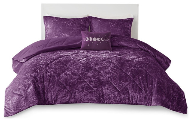 purple crushed velvet comforter