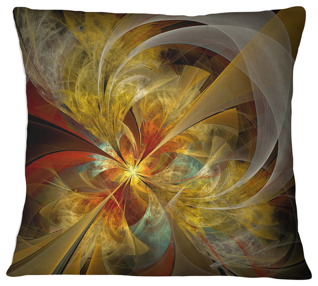 Bright Yellow Symmetrical Flower Design Floral Throw Pillow