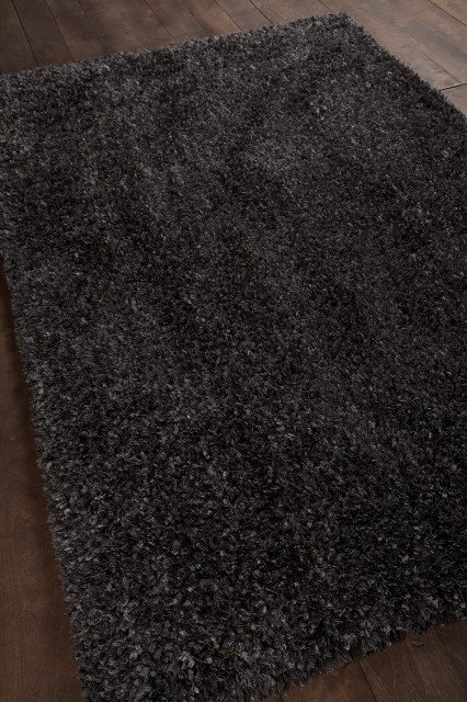 Bolero Hand-Woven Contemporary Shag Rug, Rectangular Charcoal 5'x7'6 ...