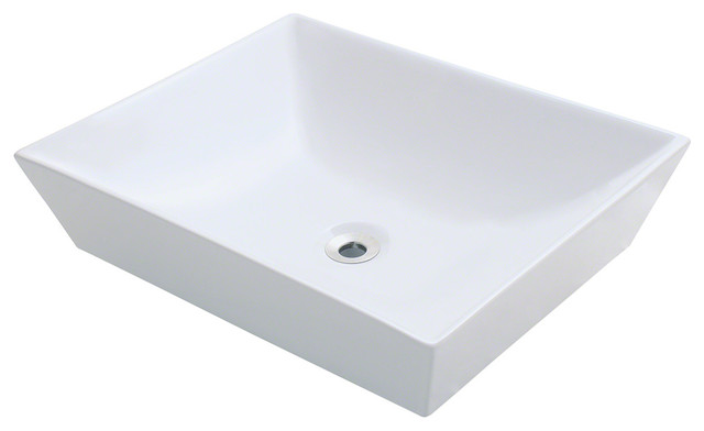 MR Direct v370 Porcelain Sink, White, Chrome, No Drain