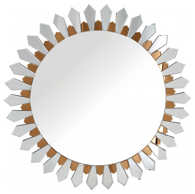 Gold Round Accent Glass Mirror