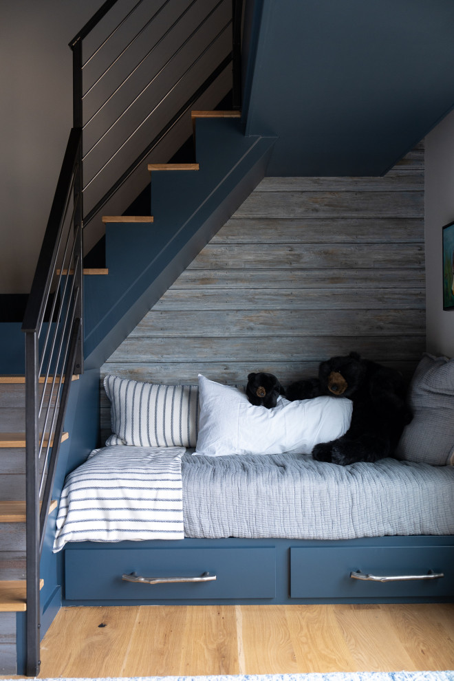 Kids' room - rustic light wood floor kids' room idea in Charlotte