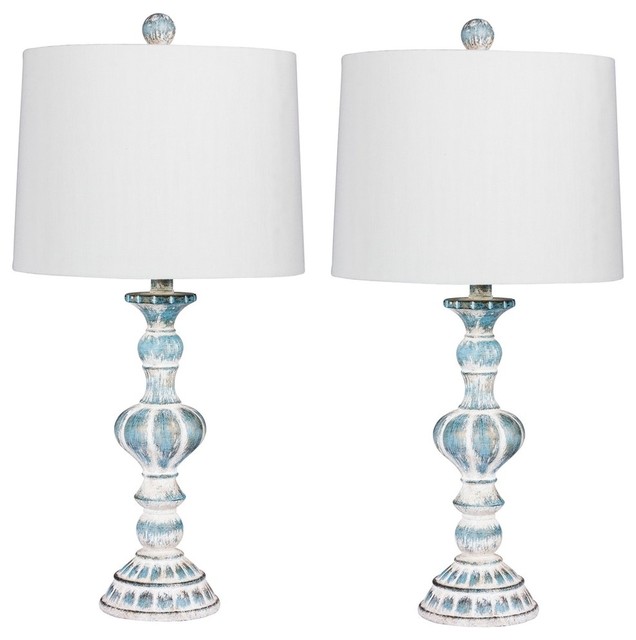 26 5 Distressed Candlestick Resin, Distressed Table Lamps Set Of 2