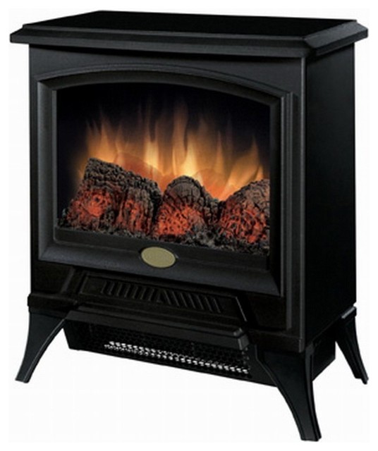 Compact Stove Style Electric Fireplace Space Heater In Black