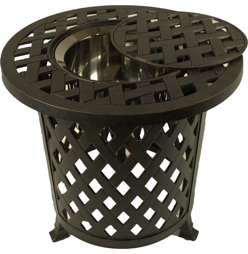 Shield Outdoor Comfort Care Weave Metal Patio Accent Table with Ice