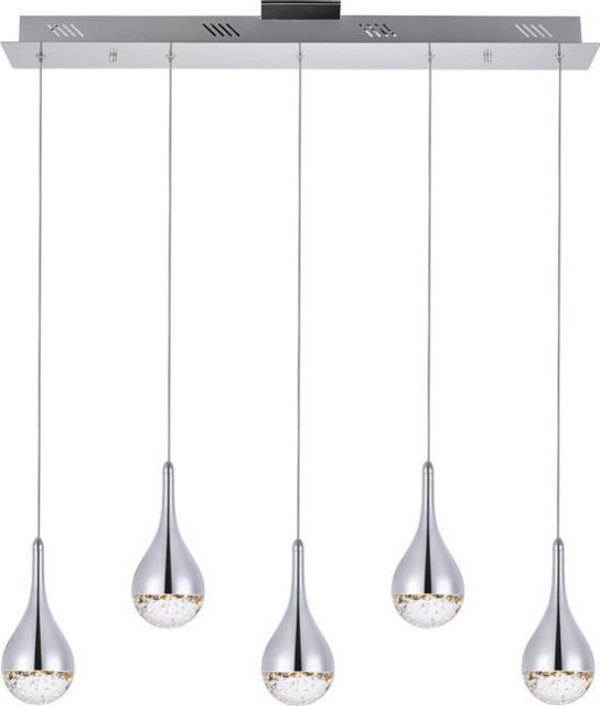 Ceiling Fixture Transitional 5Light Adjustable Hanging Height Chrome