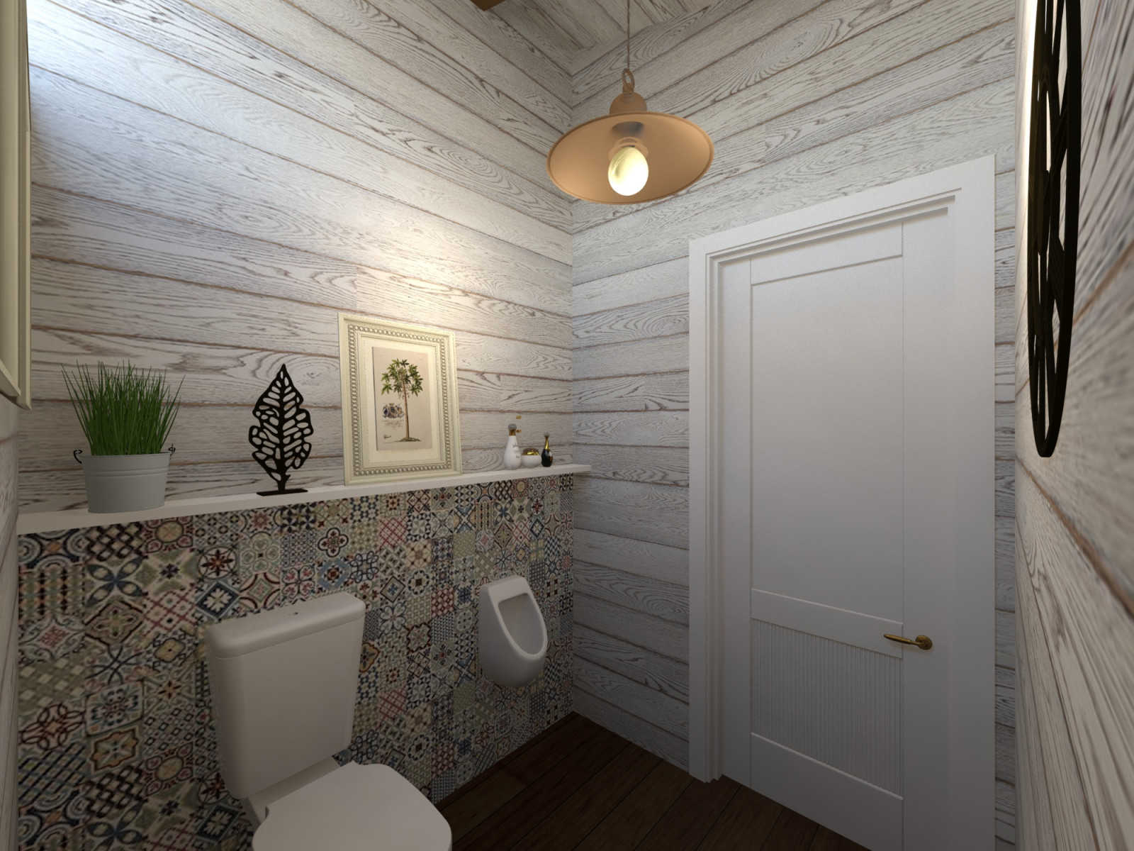 Интерьер бани в стиле кантри,санузел