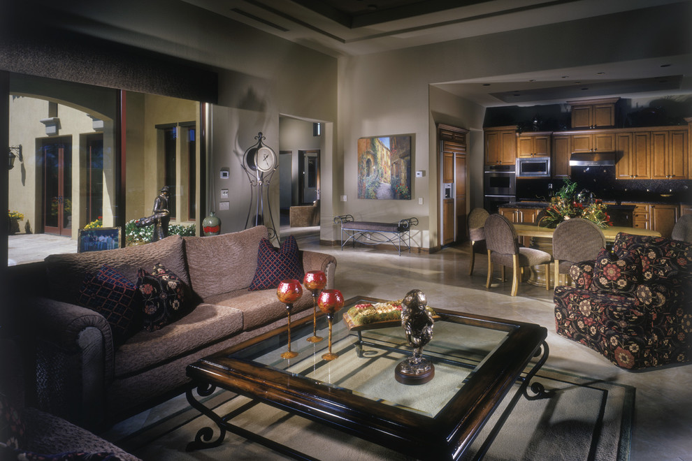 This is an example of a mediterranean family room in Orange County.