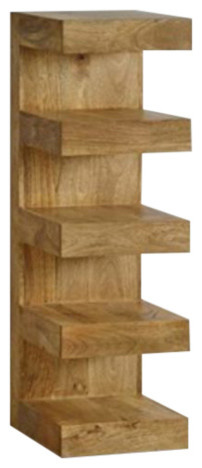 Mantis Light Natural Solid Oak Mango E Shaped Display Shelves Unit