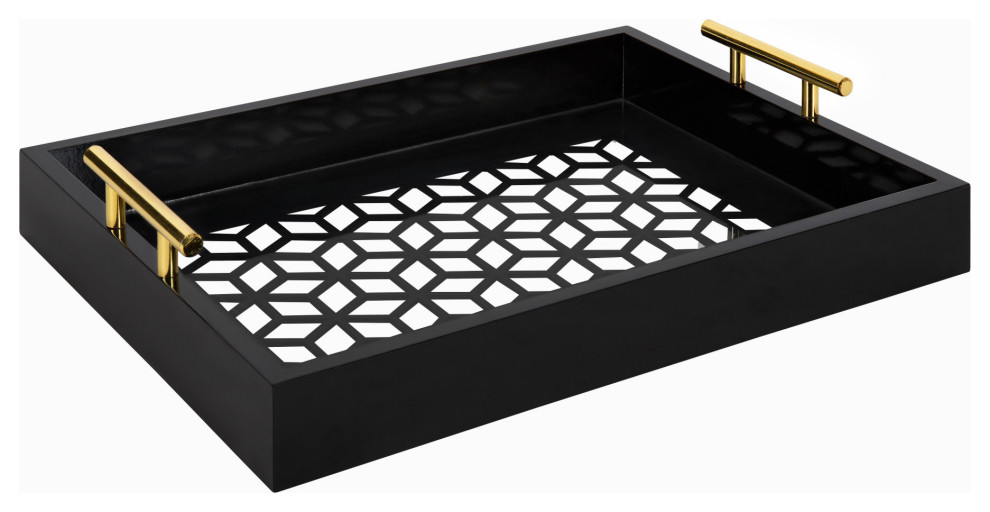 Caspen Rectangle Decorative Tray, Black 12.25x16.5