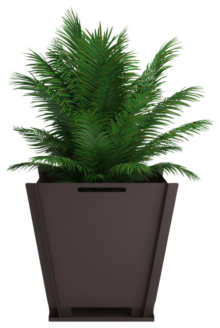 Groovebox 24" Flat-Pack Planter w/ Drainage Tray in Dark Brown