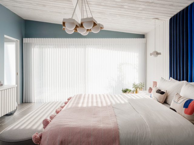 Hunter Douglas mid-century-schlafzimmer