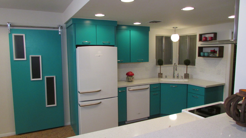 Kitchen photo in Phoenix with blue cabinets