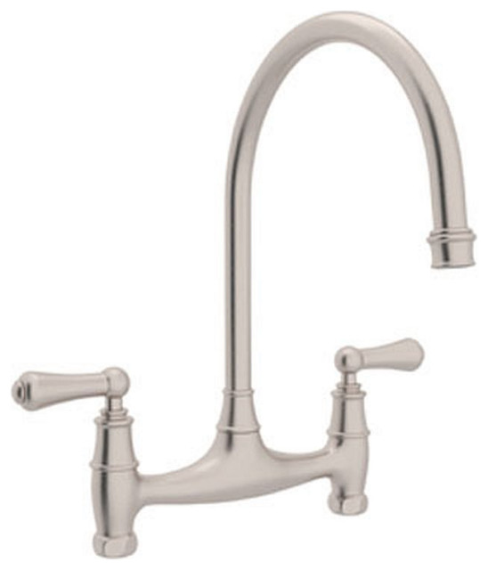 Rohl Perrin And Rowe High Arc Bridge Kitchen Faucet Satin Nickel   Home Design 